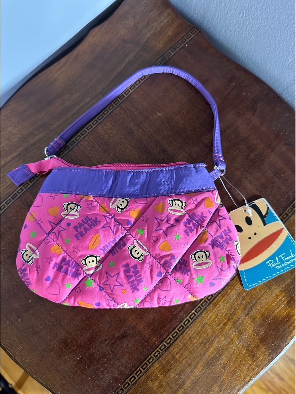 NWT Paul Frank Julius the Monke Pink Quilted Wristlet Clutch Handbag Vintage Y2K